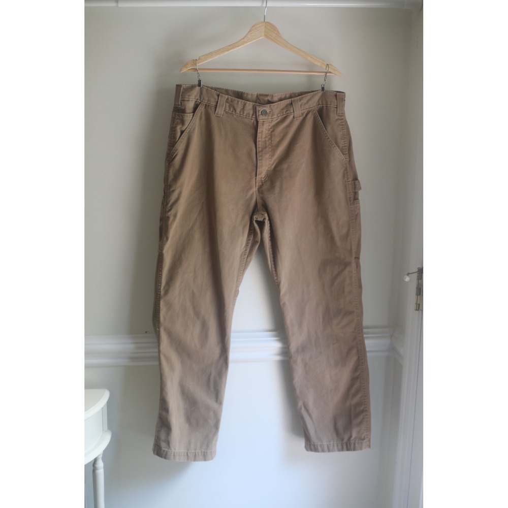 Carhartt B324 DKH Mens Relaxed Fit Carpenter Pants Dark Khaki 38x30 Cotton - Picture 2 of 8